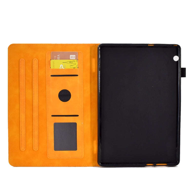 For Huawei MatePad T5 10.0 Rhombus Embossed Leather Smart Tablet Case(Khaki)
