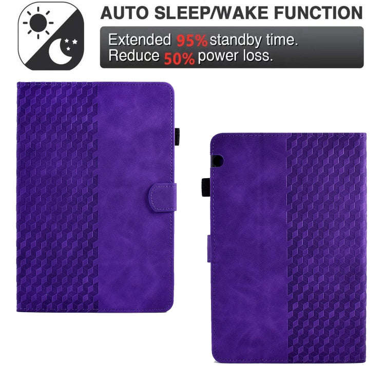 For Huawei MatePad T5 10.0 Rhombus Embossed Leather Smart Tablet Case(Purple)
