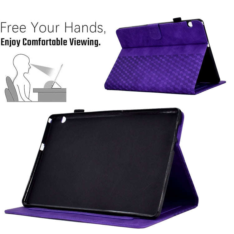 For Huawei MatePad T5 10.0 Rhombus Embossed Leather Smart Tablet Case(Purple)