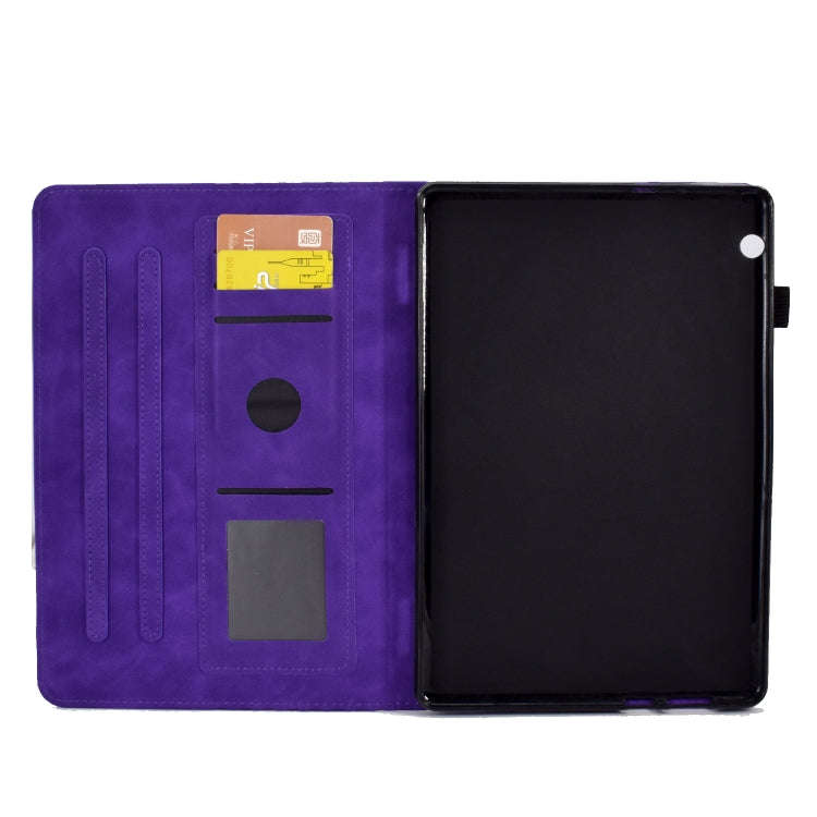 For Huawei MatePad T5 10.0 Rhombus Embossed Leather Smart Tablet Case(Purple)