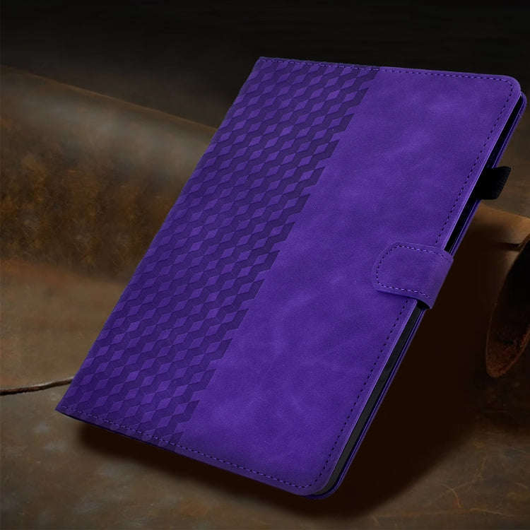 For Huawei MatePad T5 10.0 Rhombus Embossed Leather Smart Tablet Case(Purple)