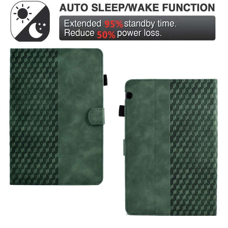 For Huawei MatePad T5 10.0 Rhombus Embossed Leather Smart Tablet Case(Green)