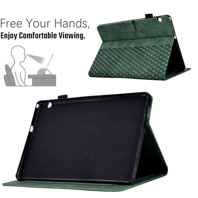 For Huawei MatePad T5 10.0 Rhombus Embossed Leather Smart Tablet Case(Green)