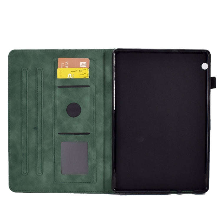 For Huawei MatePad T5 10.0 Rhombus Embossed Leather Smart Tablet Case(Green)