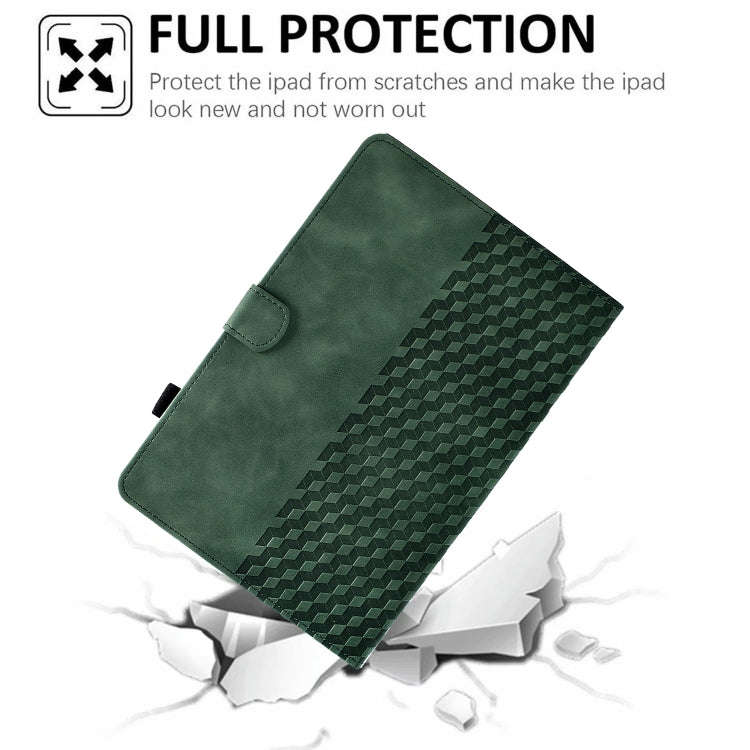 For Huawei MatePad T5 10.0 Rhombus Embossed Leather Smart Tablet Case(Green)