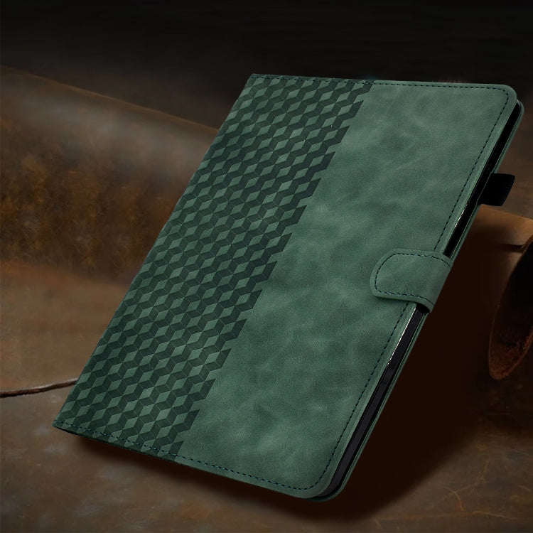 For Huawei MatePad T5 10.0 Rhombus Embossed Leather Smart Tablet Case(Green)