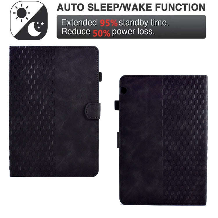 For Huawei MatePad T5 10.0 Rhombus Embossed Leather Smart Tablet Case(Black)