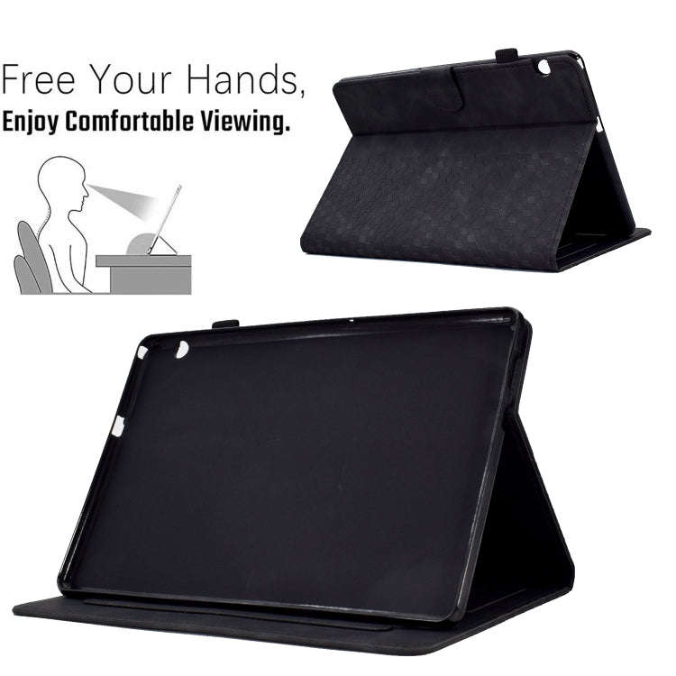 For Huawei MatePad T5 10.0 Rhombus Embossed Leather Smart Tablet Case(Black)