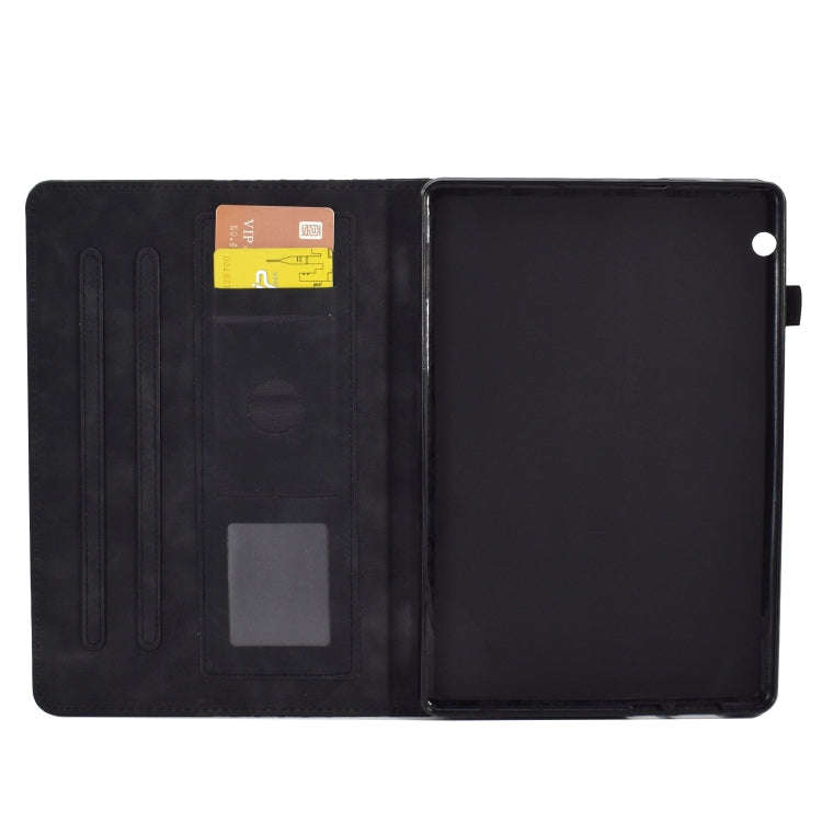 For Huawei MatePad T5 10.0 Rhombus Embossed Leather Smart Tablet Case(Black)