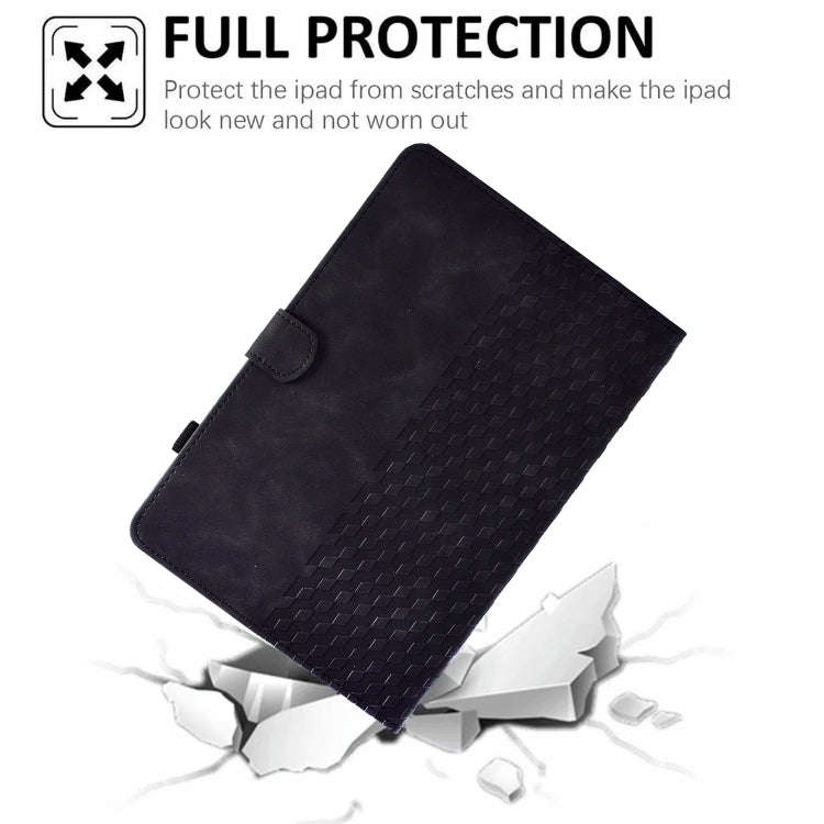 For Huawei MatePad T5 10.0 Rhombus Embossed Leather Smart Tablet Case(Black)
