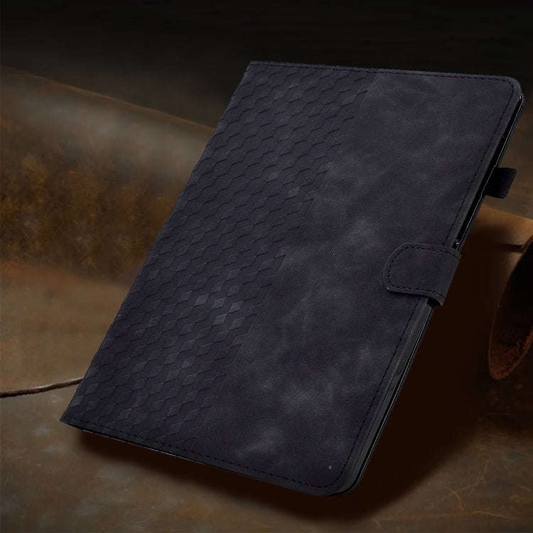For Huawei MatePad T5 10.0 Rhombus Embossed Leather Smart Tablet Case(Black)