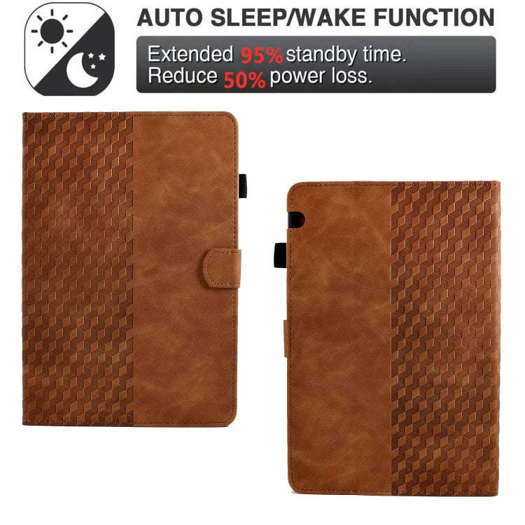 For Huawei MatePad T5 10.0 Rhombus Embossed Leather Smart Tablet Case(Brown)
