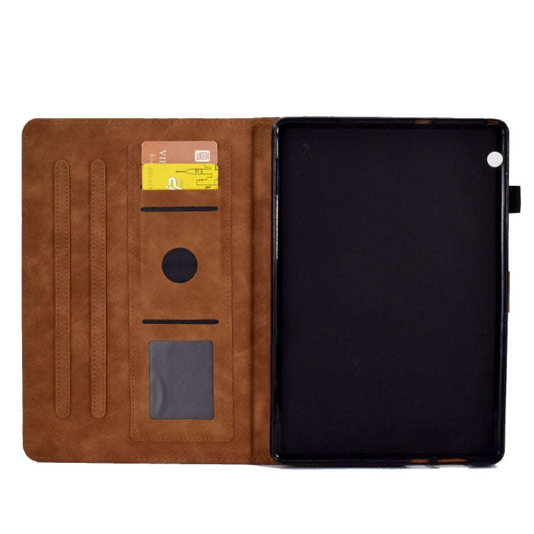 For Huawei MatePad T5 10.0 Rhombus Embossed Leather Smart Tablet Case(Brown)