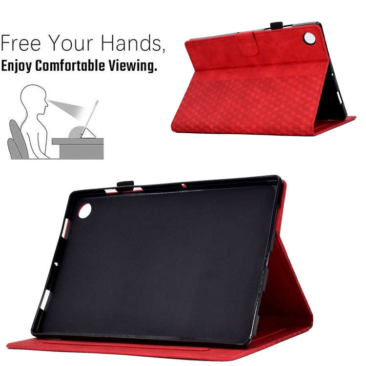 For Huawei MatePad T10 / T10S / Honor Tablet 6 Rhombus Embossed Leather Tablet Case(Red)