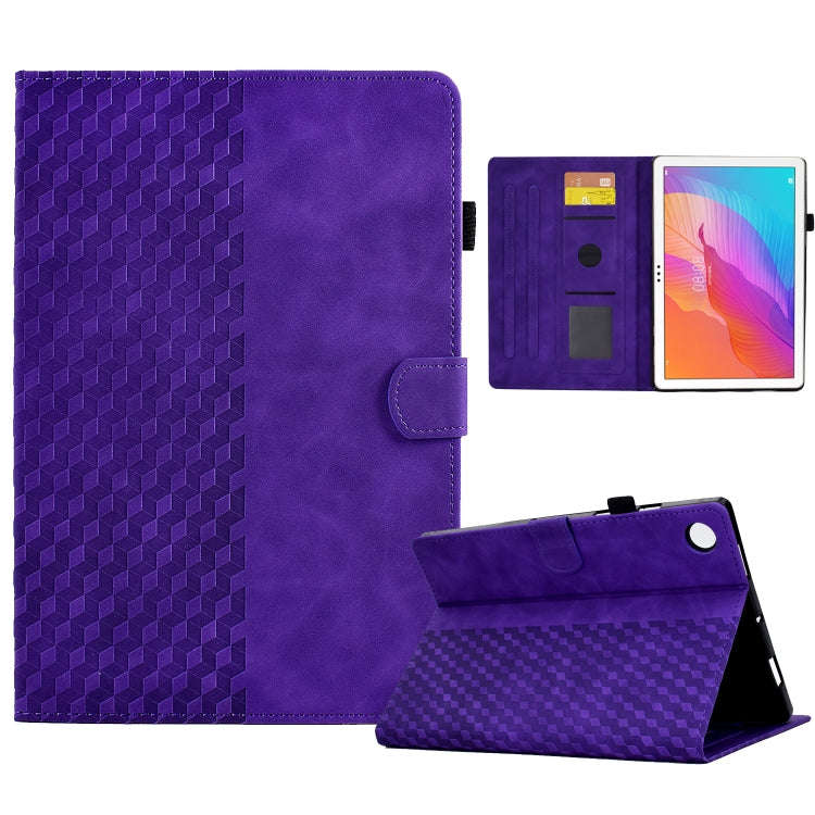 For Huawei MatePad T10 / T10S / Honor Tablet 6 Rhombus Embossed Leather Tablet Case(Purple)