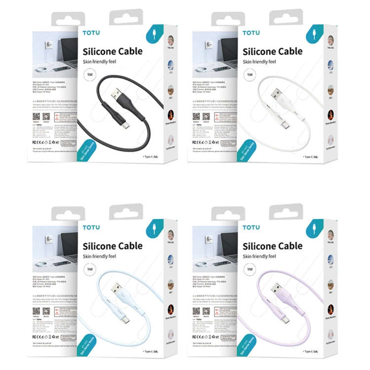 TOTU BT-023Skin Sense Series  USB to Type-C Silicone Data Cable, Length:2m(Black)