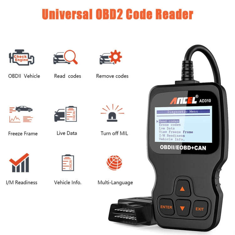 Ancel AD310 CAN OBD2 Car Engine Fault Diagnosis Tool
