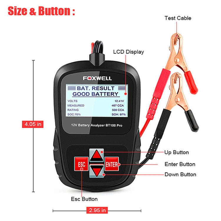 FOXWELL BT100Pro 12V Car Battery Detector Fault Diagnosis Tool
