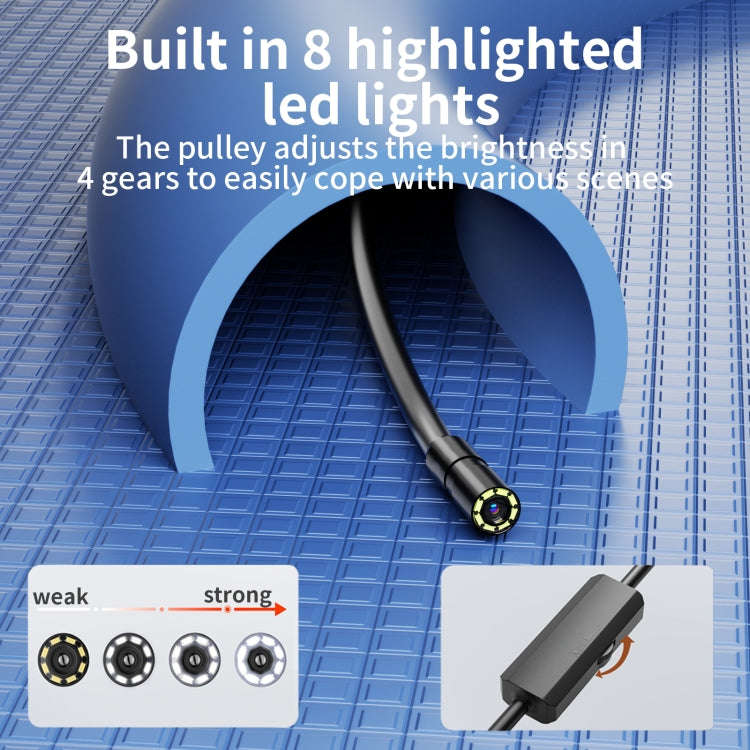 AN112 IP68 8LEDS 8mm Industrial Videoscope for iPhone 8 Pin, Length:3.5m Flexible Line