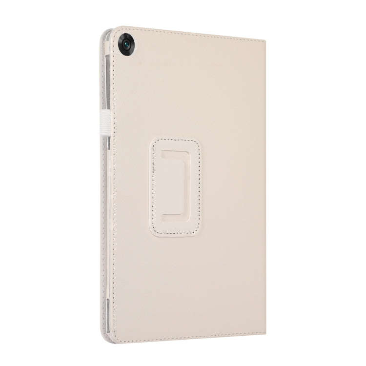 For Huawei MatePad SE 10.4 Litchi Texture Leather Tablet Case with Holder(White)