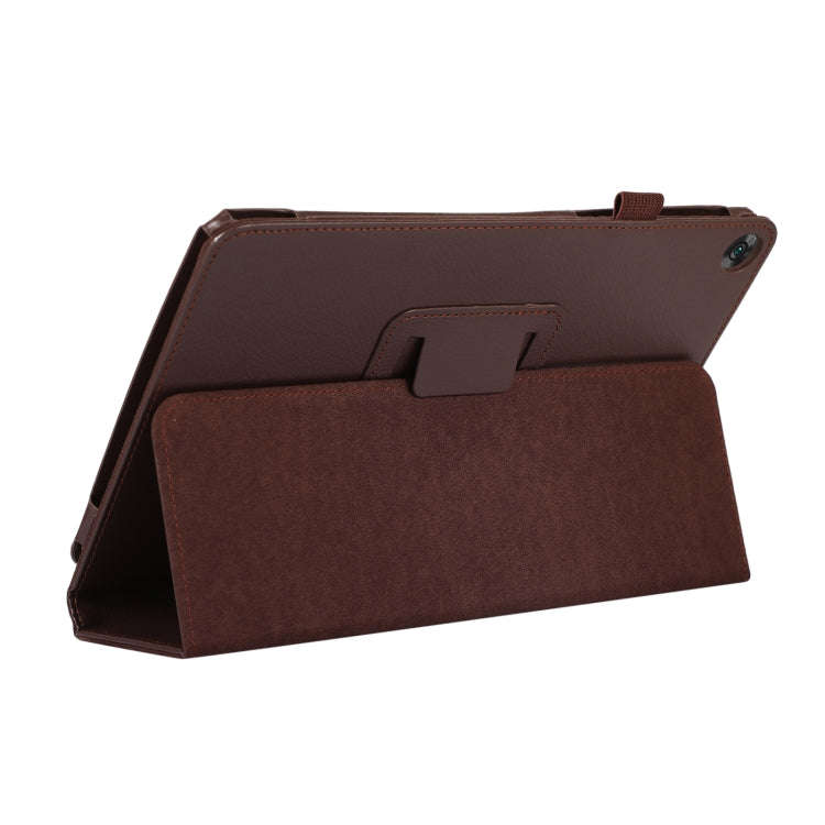 For Huawei MatePad SE 10.4 Litchi Texture Leather Tablet Case with Holder(Brown)