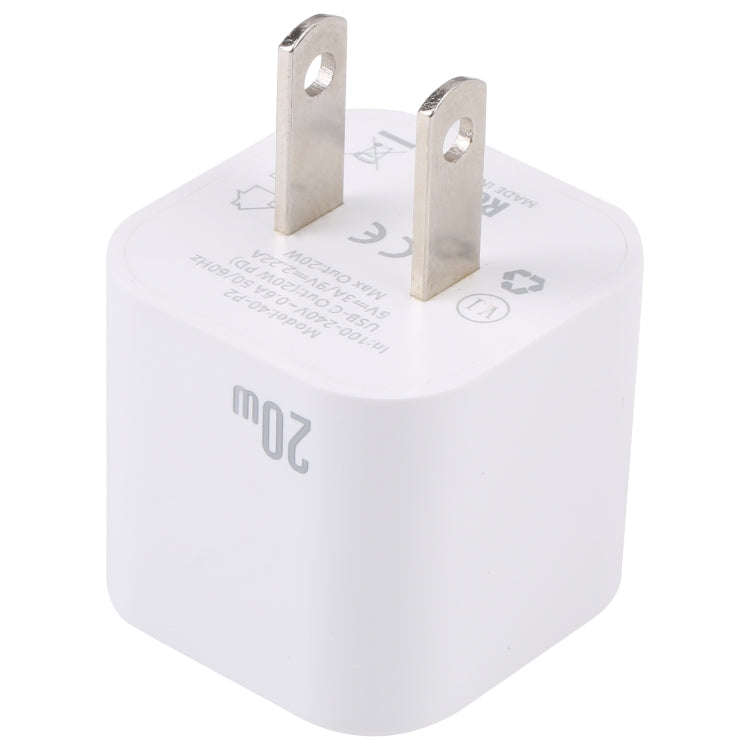 20W PD USB-C/Type-C Interface Fast Charging Charger, Specification: US Plug(White)