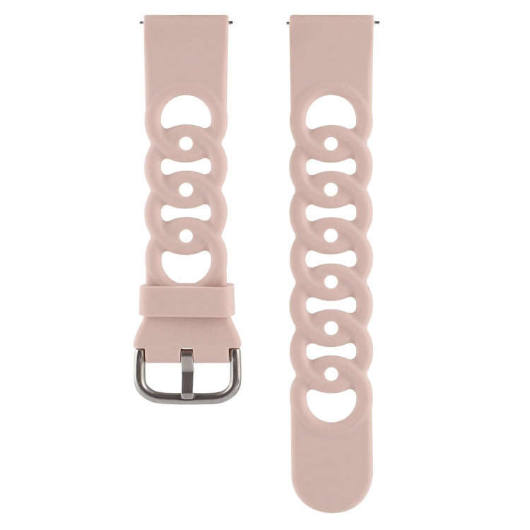 20mm Donut Hollow Silicone Watch Band(Sand Pink)