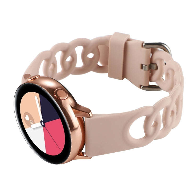 20mm Donut Hollow Silicone Watch Band(Sand Pink)