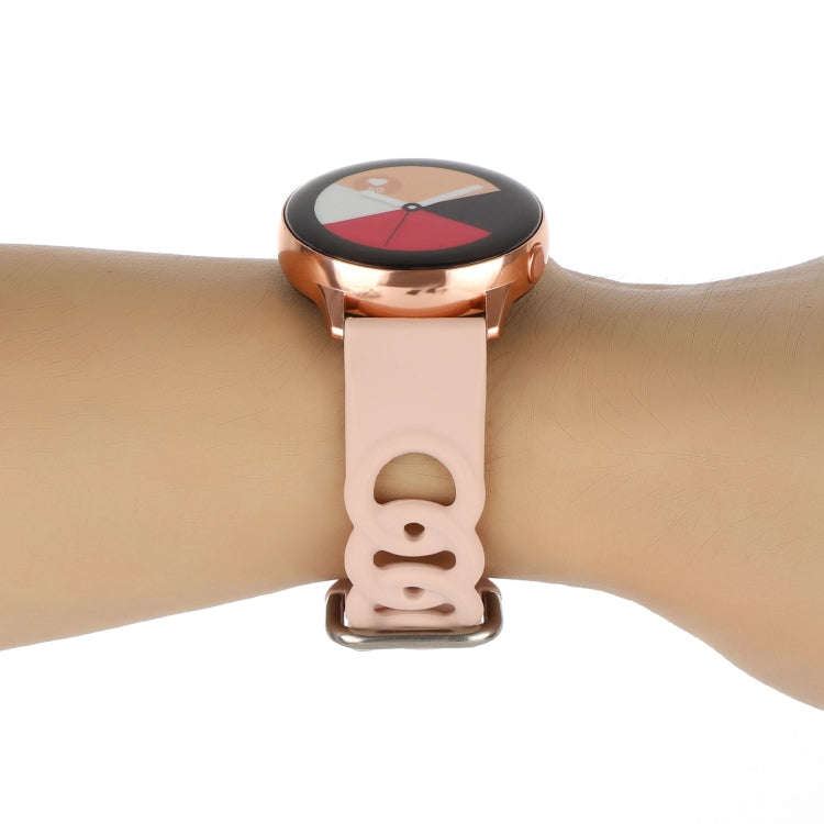 20mm Donut Hollow Silicone Watch Band(Sand Pink)