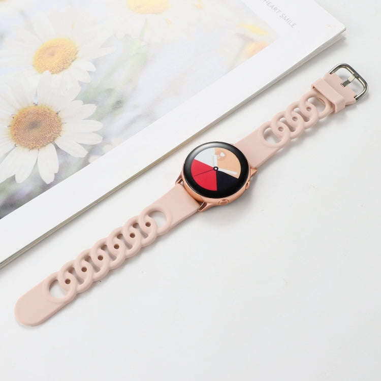 20mm Donut Hollow Silicone Watch Band(Sand Pink)