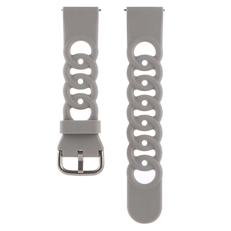 20mm Donut Hollow Silicone Watch Band(Grey)