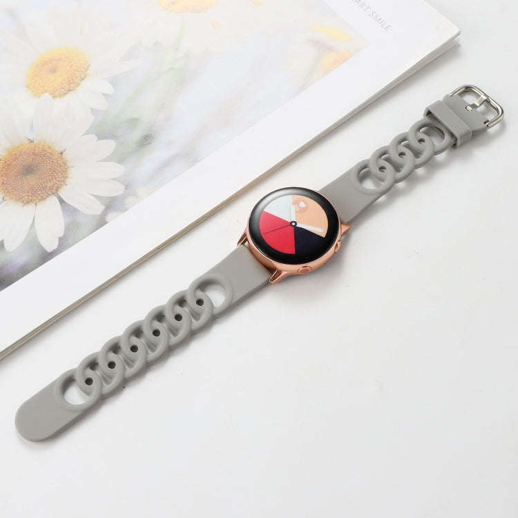20mm Donut Hollow Silicone Watch Band(Grey)