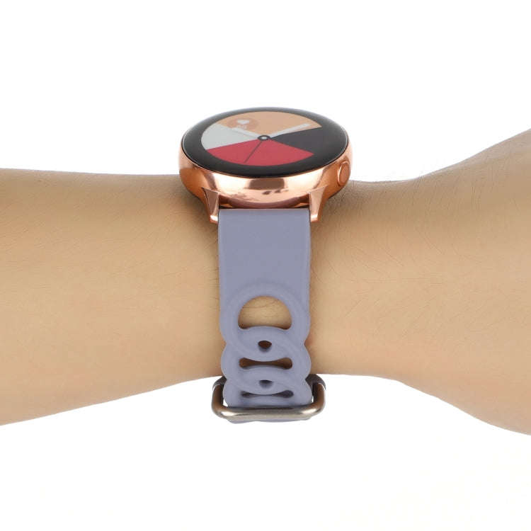 20mm Donut Hollow Silicone Watch Band(Lavender Grey)