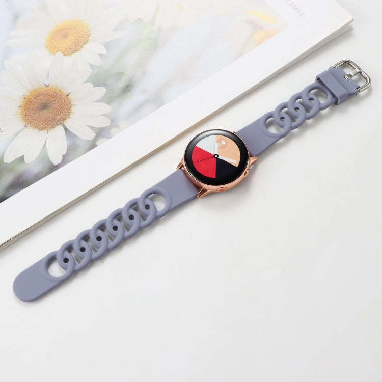 20mm Donut Hollow Silicone Watch Band(Lavender Grey)