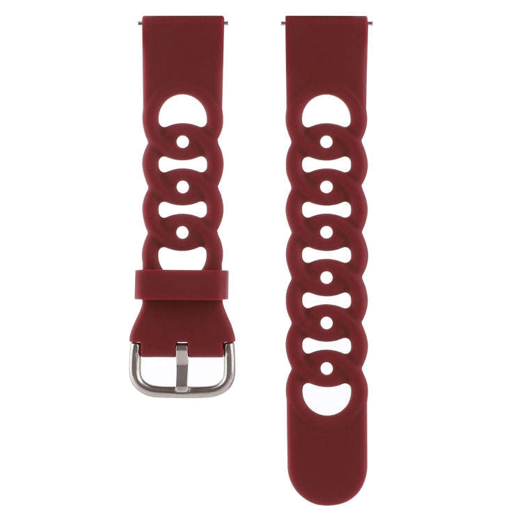 20mm Donut Hollow Silicone Watch Band(Wine Red)
