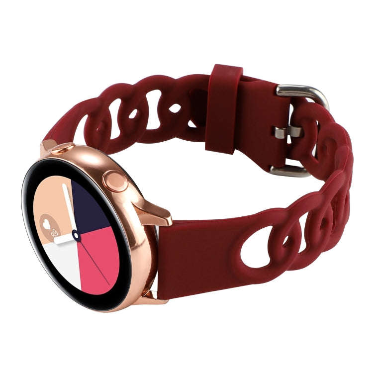 20mm Donut Hollow Silicone Watch Band(Wine Red)