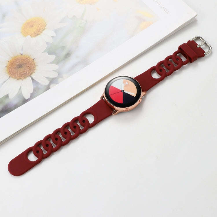 20mm Donut Hollow Silicone Watch Band(Wine Red)