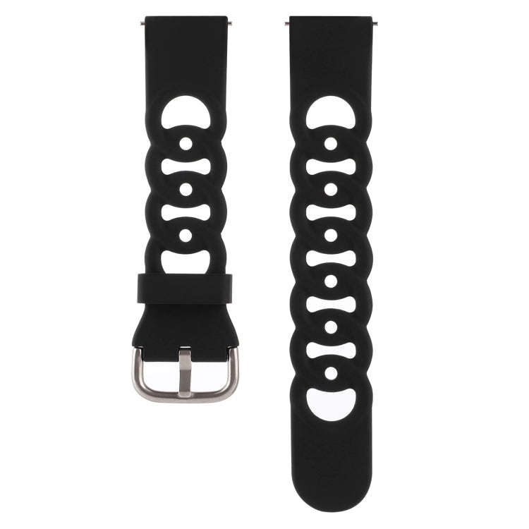 20mm Donut Hollow Silicone Watch Band(Black)