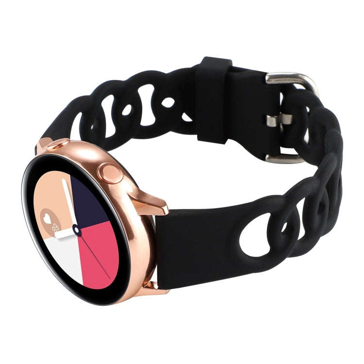 20mm Donut Hollow Silicone Watch Band(Black)