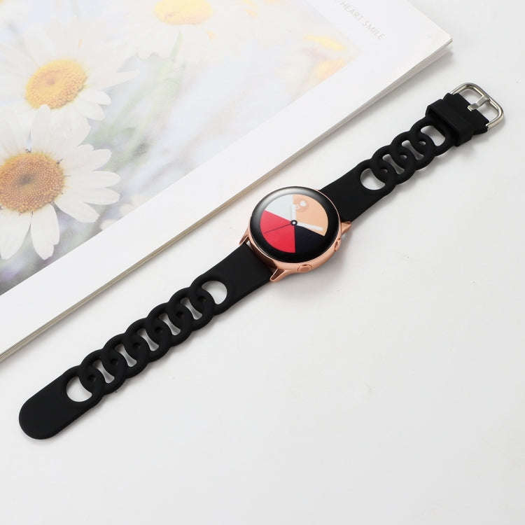 20mm Donut Hollow Silicone Watch Band(Black)