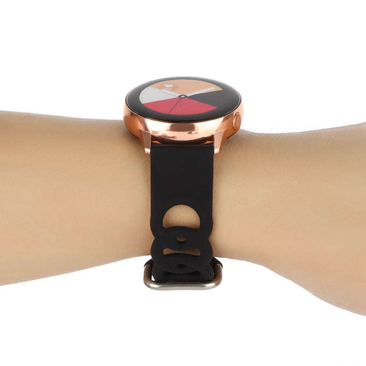 20mm Donut Hollow Silicone Watch Band(Black)