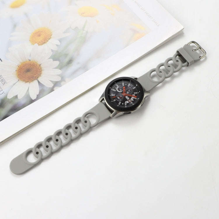 22mm Donut Hollow Silicone Watch Band(Grey)
