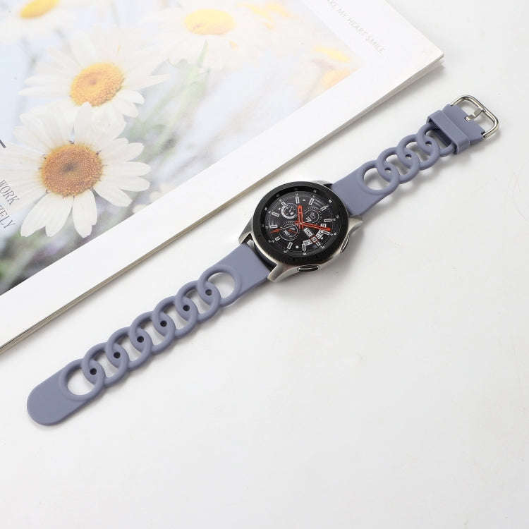 22mm Donut Hollow Silicone Watch Band(Lavender Grey)