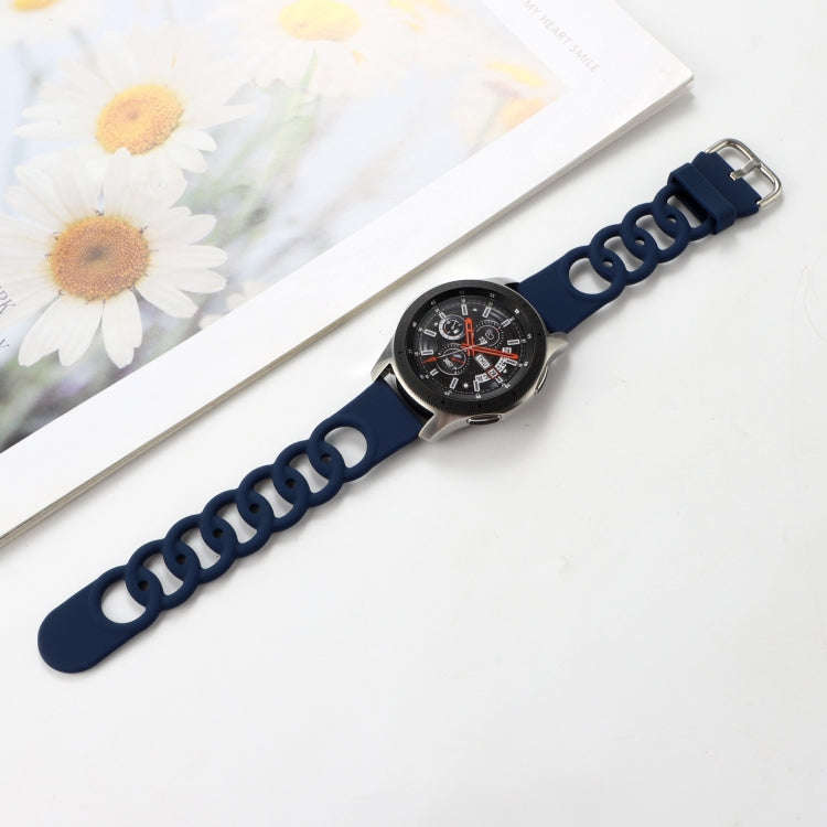 22mm Donut Hollow Silicone Watch Band(Midnight Blue)