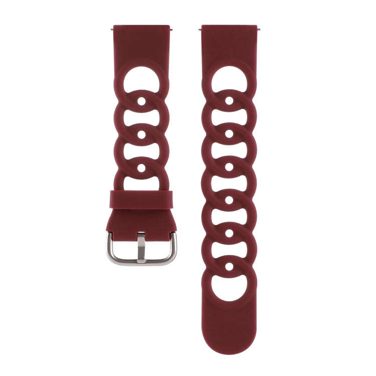 22mm Donut Hollow Silicone Watch Band(Wine Red)