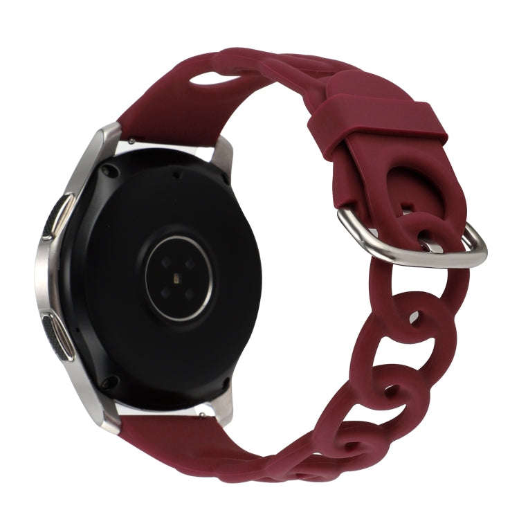 22mm Donut Hollow Silicone Watch Band(Wine Red)