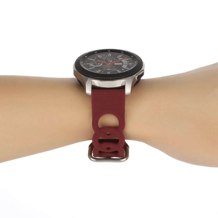22mm Donut Hollow Silicone Watch Band(Wine Red)