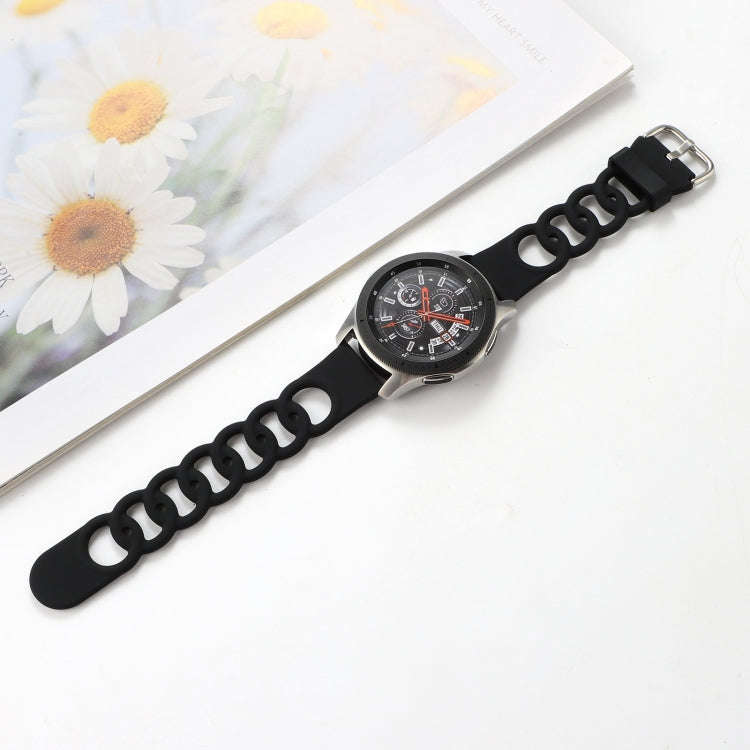 22mm Donut Hollow Silicone Watch Band(Black)