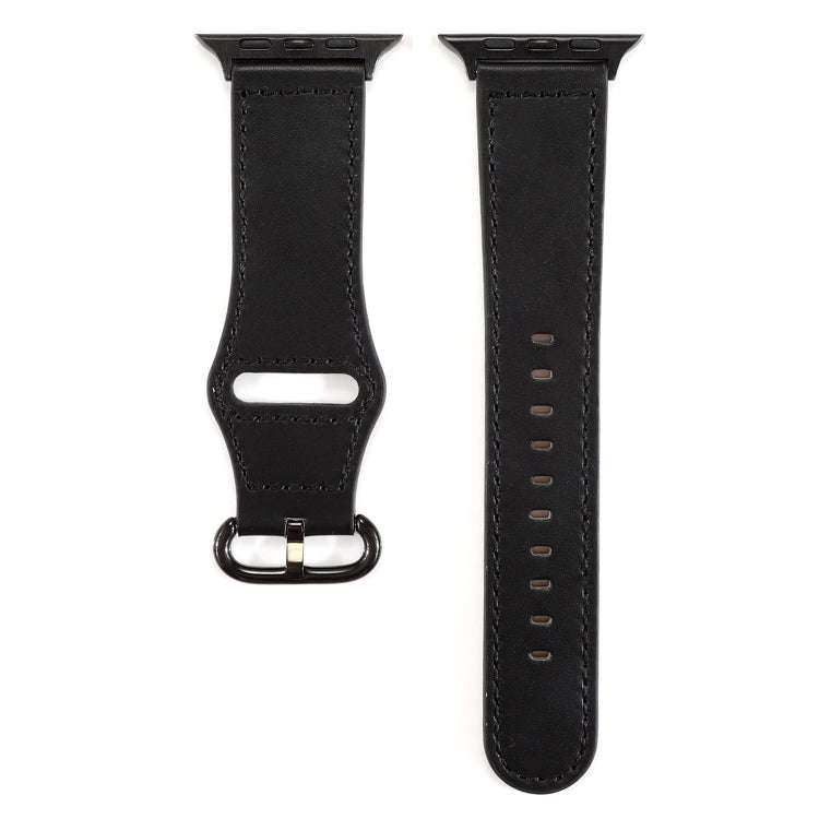 For Apple Watch Series 7 41mm / 6 & SE & 5 & 4 40mm / 3 & 2 & 1 38mm Solid Color Genuine Leather ...