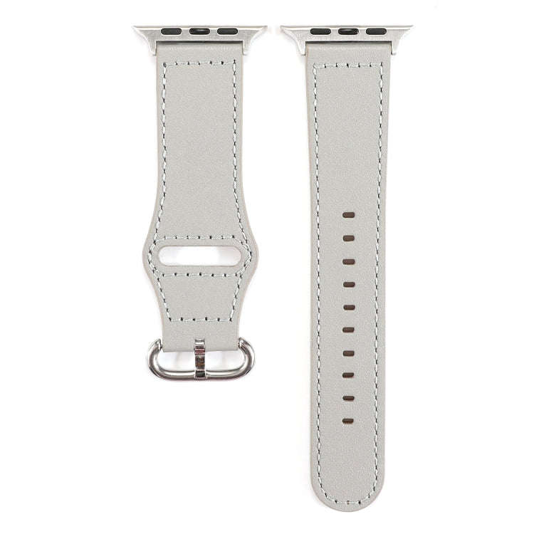 For Apple Watch Series 7 45mm / 6 & SE & 5 & 4 44mm / 3 & 2 & 1 42mm Solid Color Genuine Leather ...